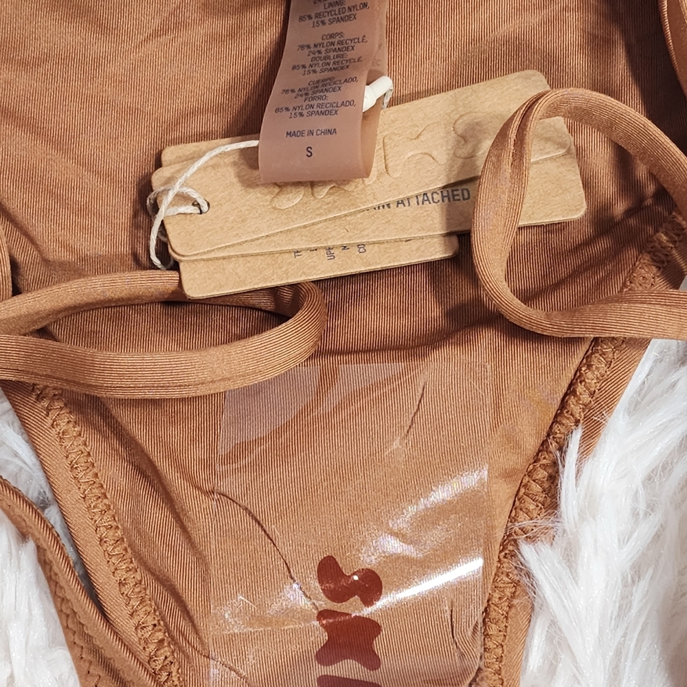 SKIMS SWIM DIPPED TIE BOTTOMS/ NWT/ALMOND/S, M - Picture 9 of 17